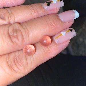 Strawberry quartz crystal earring studs